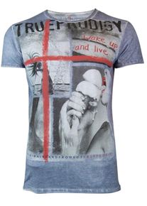 Trueprodigy, Herren T-Shirt 'Melting ice', Blau / Grau / Anthrazit / Rot