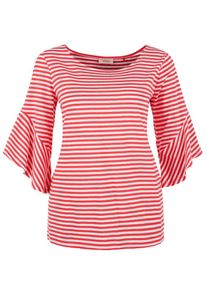 TRIANGLE, Damen Streifenshirt mit Volantärmeln, Rot / Weiß
