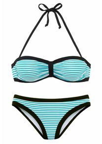 Bench, Damen Bandeau-Bikini, Türkis / Schwarz / Weiß