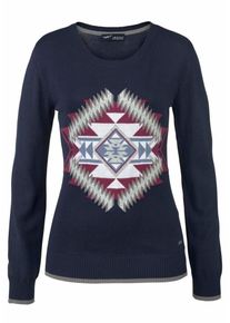 Arizona, Damen Rundhalspullover, Marine / Hellblau / Blutrot / Weiß