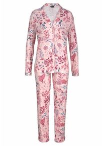 s.Oliver RED LABEL, Damen Bodywear Pyjama, Himmelblau / Aubergine / Rosa