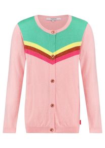 Noppies, M&auml;dchen Strickjacke 'Sedalia Ajour', Rostbraun / Gelb / Jade / Pink / Rosa