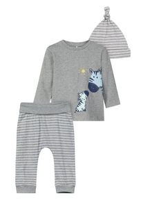 name it, Mädchen Top + Hose Geschenk-Set, Blau / Grau / Weiß