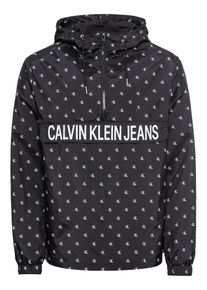 Calvin Klein Jeans, Herren Jacke 'MONOGRAM AOP NYLON POPOVER', Schwarz / Weiß