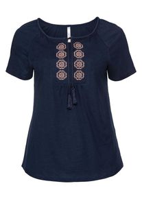 sheego Casual, Damen T-Shirt, Beige / Marine