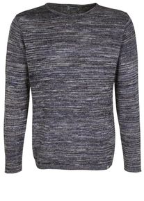 DSTREZZED, Herren Strickpullover CREW LINEN MELANGE, Navy / Grau