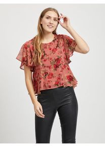 Vila, Damen Oberteil, Khaki / Pastellrot / Hellrot