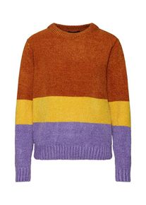 Sisters Point, Damen Pullover 'HENNA-BLOCK', Gelb / Helllila / Dunkelorange