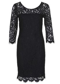 SET, Damen Cocktailkleid mit Spitzenbesatz, Schwarz