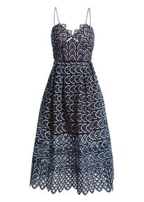 Apart, Damen Spitzenkleid, Apricot / Schwarz / Weiß