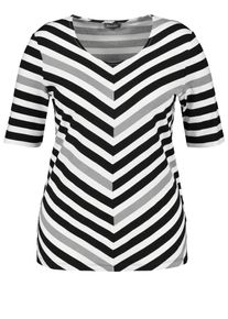 SAMOON, Damen T-Shirt, Grau / Schwarz / Weiß