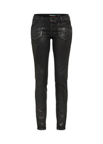PLEASE, Damen Coated Regular Jeans, Schwarz
