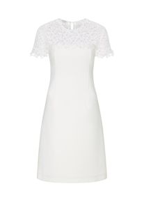Apart, Damen Kleid mit transparenter Spitze im Schulterbereich, Weiß