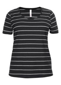sheego Casual, Damen T-Shirt, Schwarz / Wei&szlig;