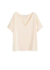 Violeta by Mango, Damen Bluse 'Pico4', Nude / Elfenbein