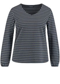 SAMOON, Damen Langarmshirt, Blau / Weiß