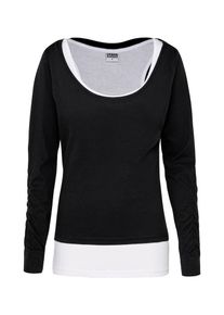 Urban Classics, Damen Langarmshirt 'Two-Colored', Schwarz / Weiß