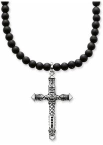 Thomas Sabo, Herren Silberkette &raquo;Kreuz, KE1280-023-11-L60&laquo;, Schwarz / Silber