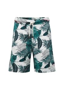 Urban Classics, Herren Shorts 'Pattern Resort', Gr&uuml;n / Wei&szlig;