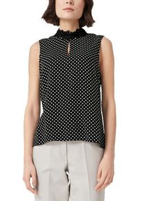s.Oliver BLACK LABEL, Damen Blusentop, Schwarz / Weiß