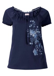 sheego Casual, Damen T-Shirt, Nachtblau / Hellblau / Weiß