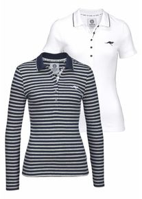 Kangaroos, Damen Langarm-Poloshirt (Set, 2 tlg., mit T-Shirt), Marine / Grau / Wei&szlig;