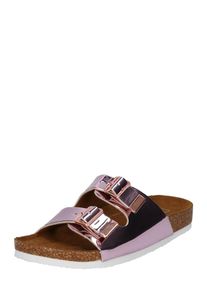 Only, Damen Pantolette 'Mathilda', Braun / Silber / Wei&szlig;