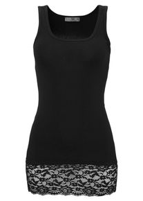 AJC, Damen Longtop Spitzensaum, Schwarz