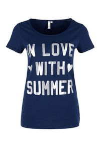 Q/S Designed By, Damen Shirt, Dunkelblau / Weiß