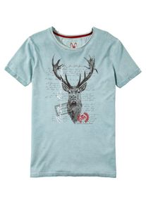 Marjo, Herren Trachtenshirt im Used Look, Pastellblau / Grau
