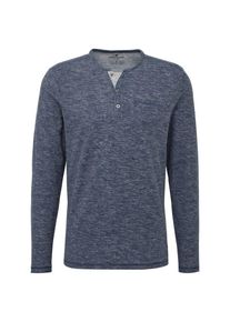 Tom Tailor, Herren Shirt 'henley tee 2 in 1', Blau