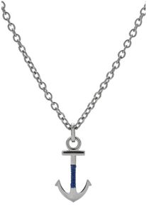 Fossil, Herren Halskette 'Anker', Dunkelblau / Silber