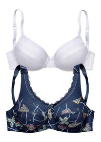 Petite Fleur, Damen Entlastungs-BHs, (2 Stück), Nachtblau / Weiß