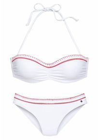 s.Oliver RED LABEL, Damen Beachwear Bügel-Bandeau-Bikini, Rot / Weiß
