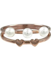 CAI Ca&iuml;, Damen Fingerring &raquo;Herz, Pearl Love&laquo;, Rosegold / Wei&szlig;