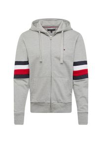 Tommy Hilfiger, Herren Sweatjacke 'RELAXD PIECED HOODED ZIP THROUGH', Navy / Graumeliert / Rot / Wei&szlig;