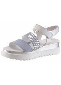 Gabor, Damen Sandalette, Taubenblau / Silber / Wei&szlig;