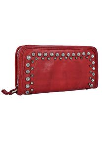 Campomaggi, Damen 'Lichene' Geldbörse Leder 21 cm, Rot / Silber