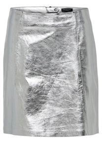 Selected Femme, Damen Lederrock, Silber