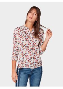 Tom Tailor Denim, Damen Blusenshirt, Gelb / Dunkellila / Rot / Weiß