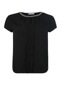 Anna Field Curvy, Damen Shirt 'Pleated woven front t-shirt', Schwarz