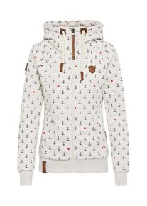 Naketano, Damen Sweatjacke, Beigemeliert / Hellrot / Schwarz