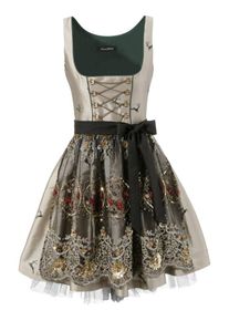 MONDKINI, Damen Dirndl, Taupe / Dunkelgr&uuml;n