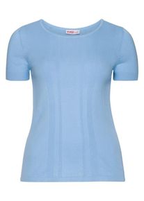 sheego Class, Damen Pullover mit kurzem Arm, Hellblau