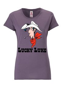 logoshirt, Damen T-Shirt 'Lucky Luke Portrait', Dunkellila