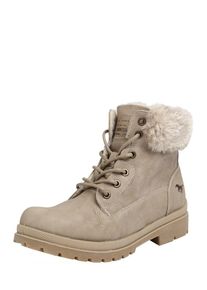 Mustang, Damen Schn&uuml;rstiefel mit Pelzimitat, Beige