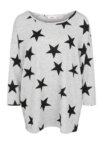 Only Carmakoma, Damen Shirt 'carALBA 3/4 TOP', Hellgrau / Schwarz