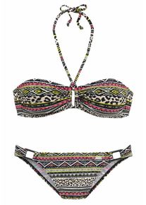 Buffalo, Damen Bandeau-Bikini, Creme / Grün / Orange / Schwarz