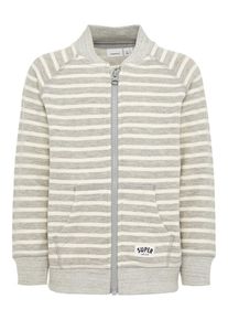name it, Strickjacke, Graumeliert / Naturwei&szlig;