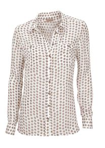 Heine, Damen Tupfenbluse, Taupe / Naturweiß